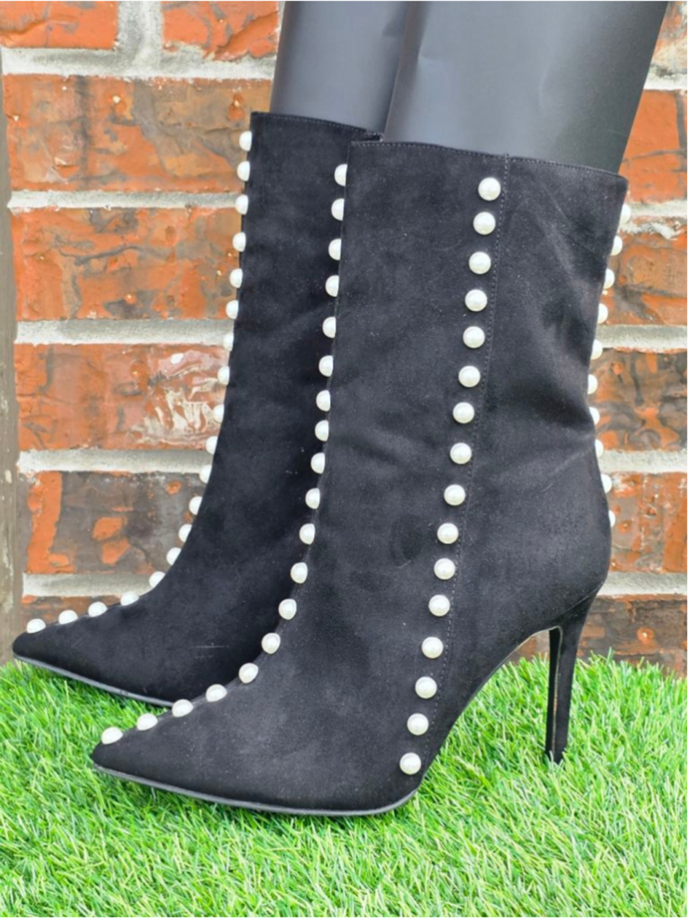 Penny Loves Kenny Black Pearl Heeled Boots Woman's Size 10 - Picture 4 of 8